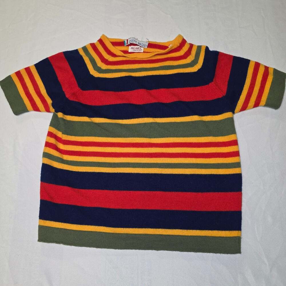Vintage Joseph Magnin Striped Wool Knit Shirt women's size 36 or XS